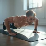Man doing push-ups during best chest workout for beginners at home